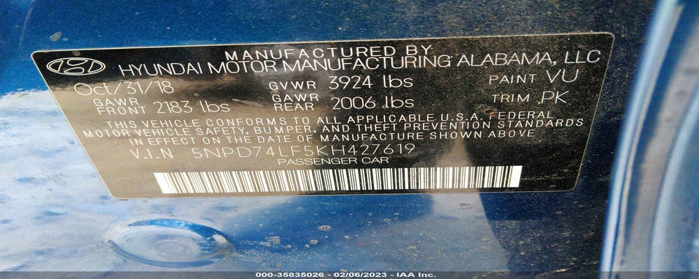 5NPD74LF5KH427619 2019 HYUNDAI ELANTRA photo no. 9