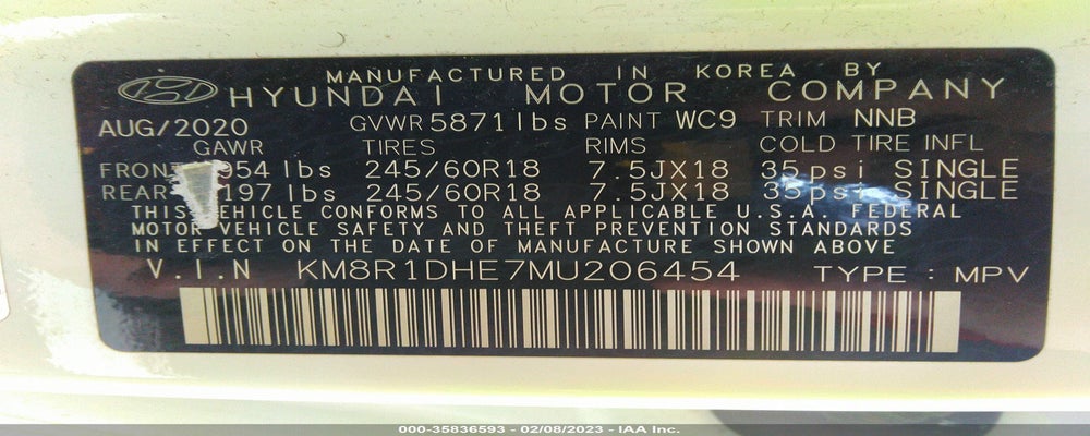 KM8R1DHE7MU206454 2021 HYUNDAI PALISADE photo no. 9
