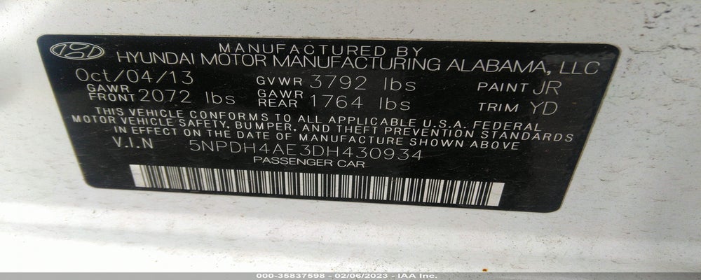5NPDH4AE3DH430934 2013 HYUNDAI ELANTRA photo no. 9