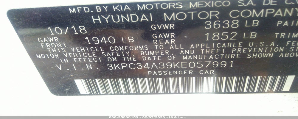 3KPC34A39KE057991 2019 HYUNDAI ACCENT photo no. 9