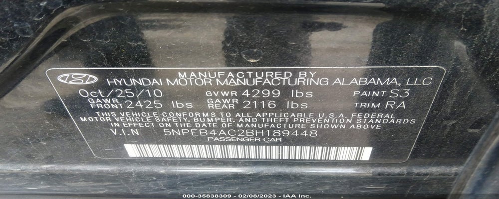 5NPEB4AC2BH189448 2011 HYUNDAI SONATA photo no. 9