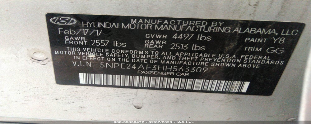 5NPE24AF3HH563309 2017 HYUNDAI SONATA photo no. 9