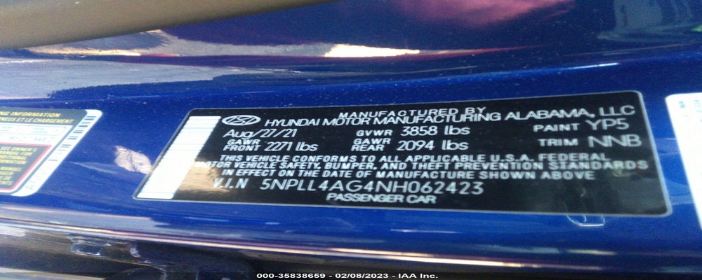 5NPLL4AG4NH062423 2022 HYUNDAI ELANTRA photo no. 9