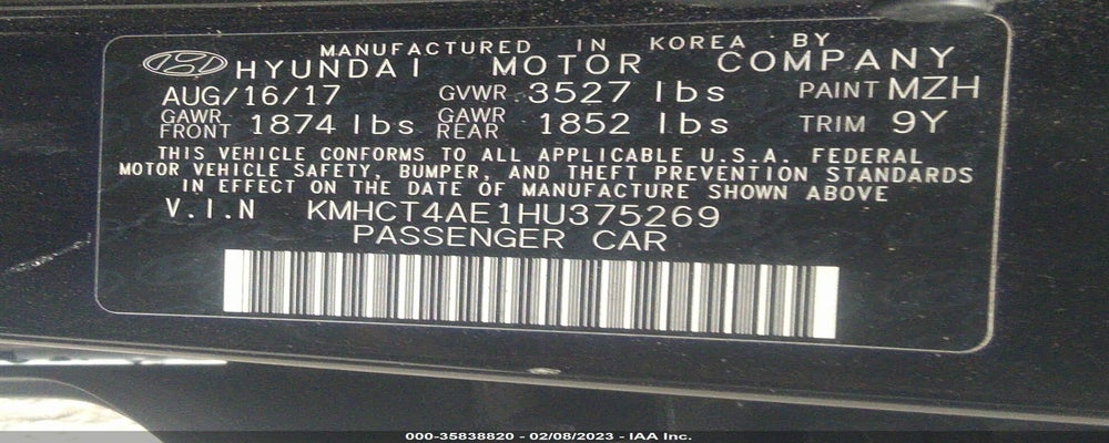 KMHCT4AE1HU375269 2017 HYUNDAI ACCENT photo no. 9