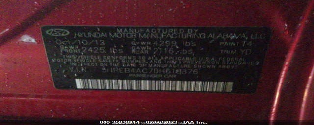 5NPEB4AC7DH618876 2013 HYUNDAI SONATA photo no. 9