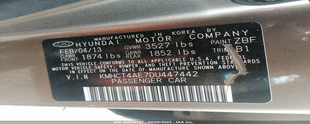 KMHCT4AE7DU447442 2013 HYUNDAI ACCENT photo no. 9
