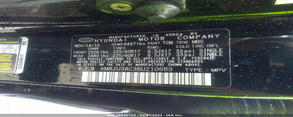 KM8JU3AC3BU210683 2011 HYUNDAI TUCSON photo no. 9