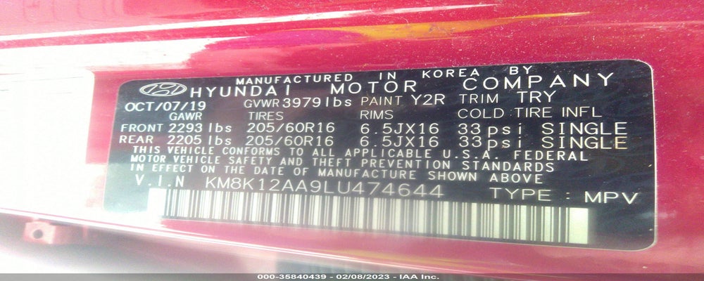 KM8K12AA9LU474644 2020 HYUNDAI KONA photo no. 9