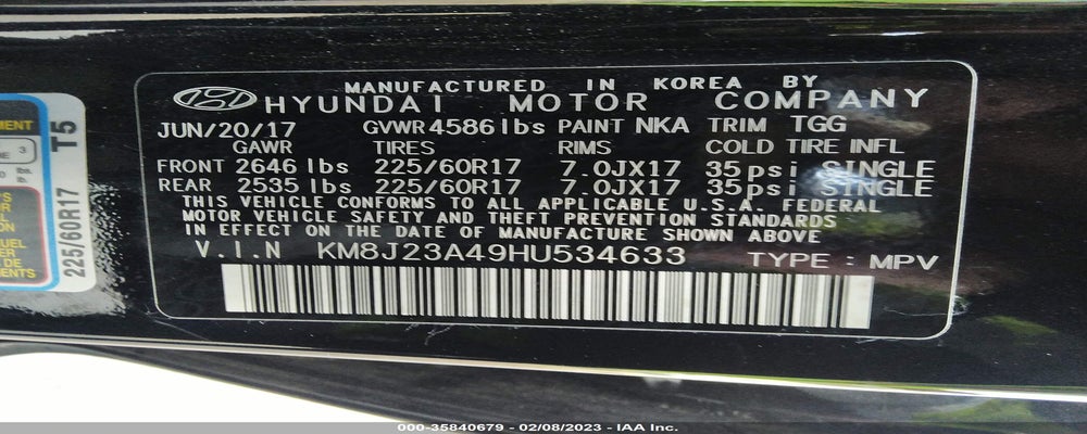 KM8J23A49HU534633 2017 HYUNDAI TUCSON photo no. 9