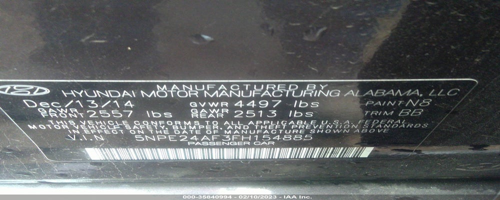 5NPE24AF3FH154885 2015 HYUNDAI SONATA photo no. 9