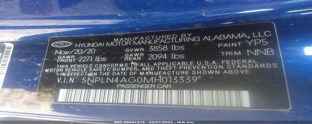 5NPLN4AG0MH013339 2021 HYUNDAI ELANTRA photo no. 9