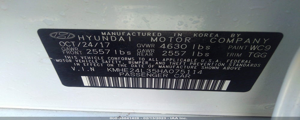 KMHE24L35HA075114 2017 HYUNDAI SONATA HYBRID photo no. 9