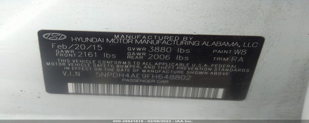5NPDH4AE9FH648802 2015 HYUNDAI ELANTRA photo no. 9