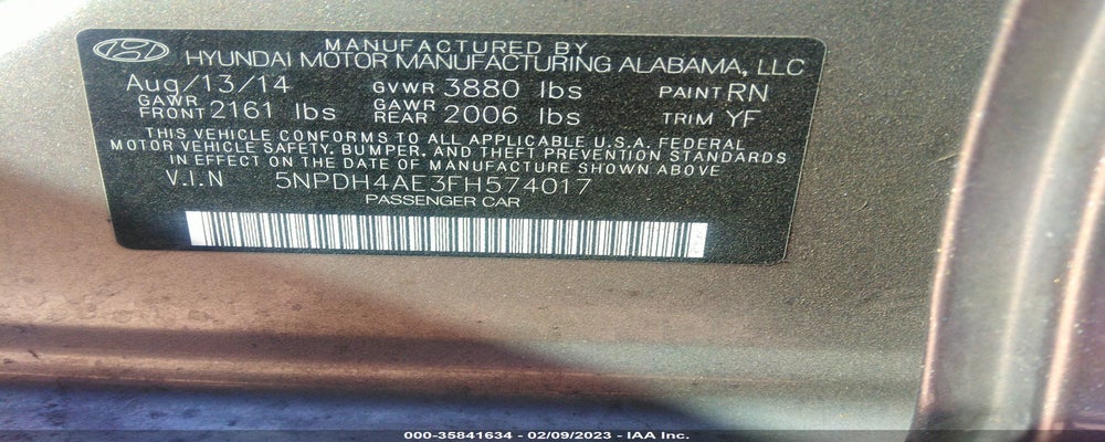 5NPDH4AE3FH574017 2015 HYUNDAI ELANTRA photo no. 9