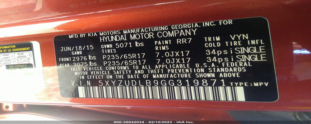 5XYZUDLB9GG319871 2016 HYUNDAI SANTA FE SPORT photo no. 9