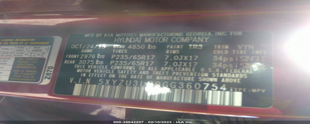 5XYZU3LB9GG360754 2016 HYUNDAI SANTA FE SPORT photo no. 9