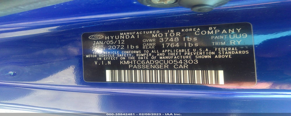 KMHTC6AD9CU054303 2012 HYUNDAI VELOSTER photo no. 9