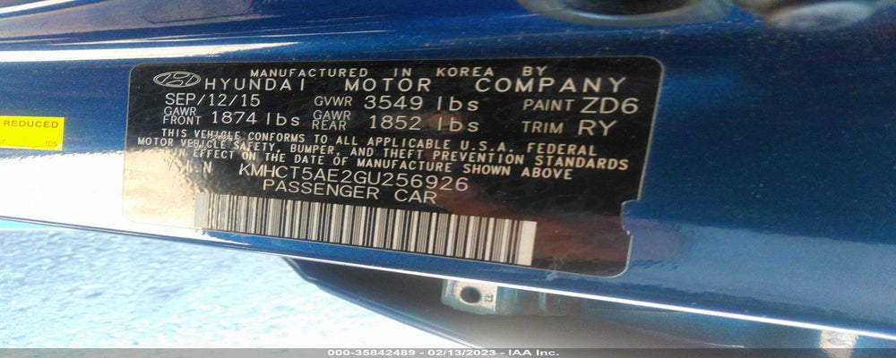 KMHCT5AE2GU256926 2016 HYUNDAI ACCENT photo no. 9