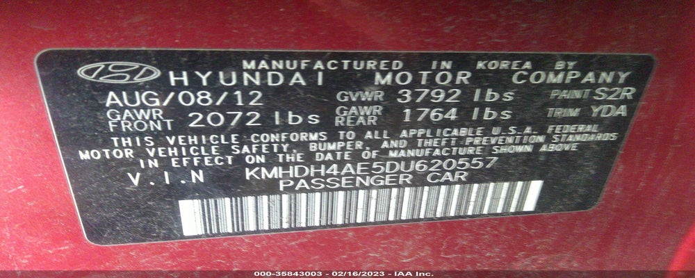 KMHDH4AE5DU620557 2013 HYUNDAI ELANTRA photo no. 9