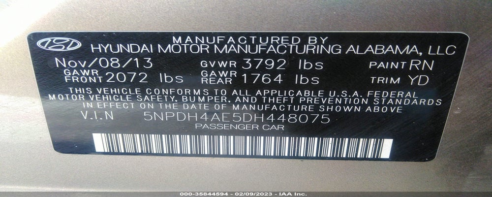 5NPDH4AE5DH448075 2013 HYUNDAI ELANTRA photo no. 9