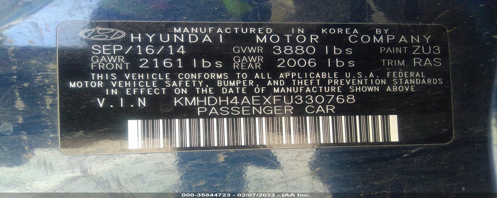 KMHDH4AEXFU330768 2015 HYUNDAI ELANTRA photo no. 9