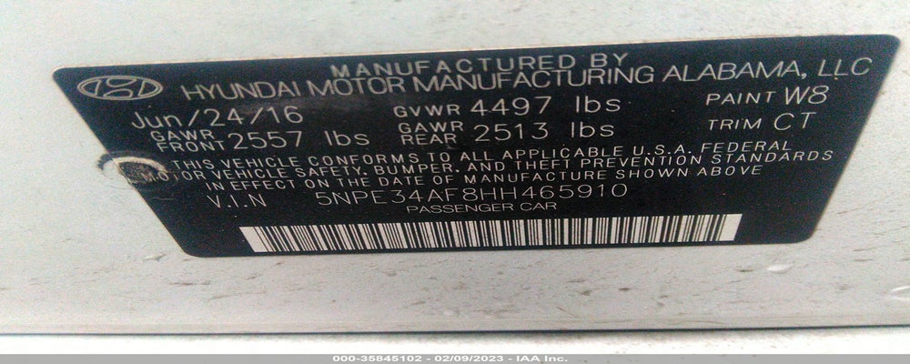 5NPE34AF8HH465910 2017 HYUNDAI SONATA photo no. 9