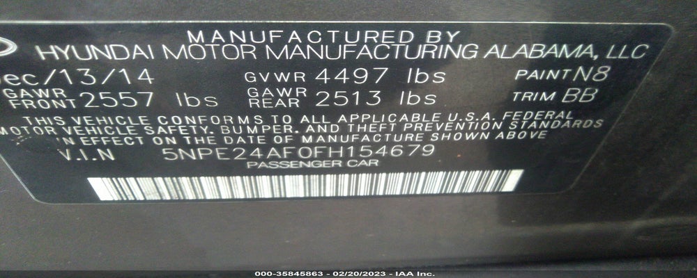 5NPE24AF0FH154679 2015 HYUNDAI SONATA photo no. 9
