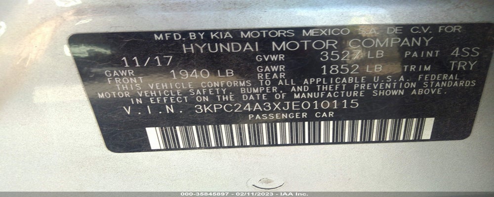 3KPC24A3XJE010115 2018 HYUNDAI ACCENT photo no. 9