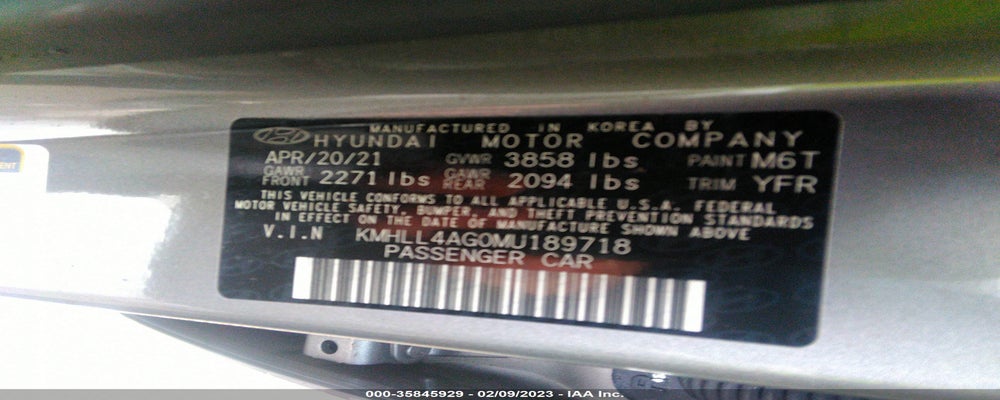 KMHLL4AG0MU189718 2021 HYUNDAI ELANTRA photo no. 9