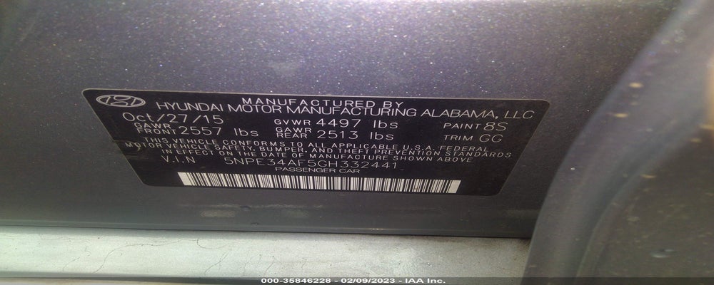 5NPE34AF5GH332441 2016 HYUNDAI SONATA photo no. 9