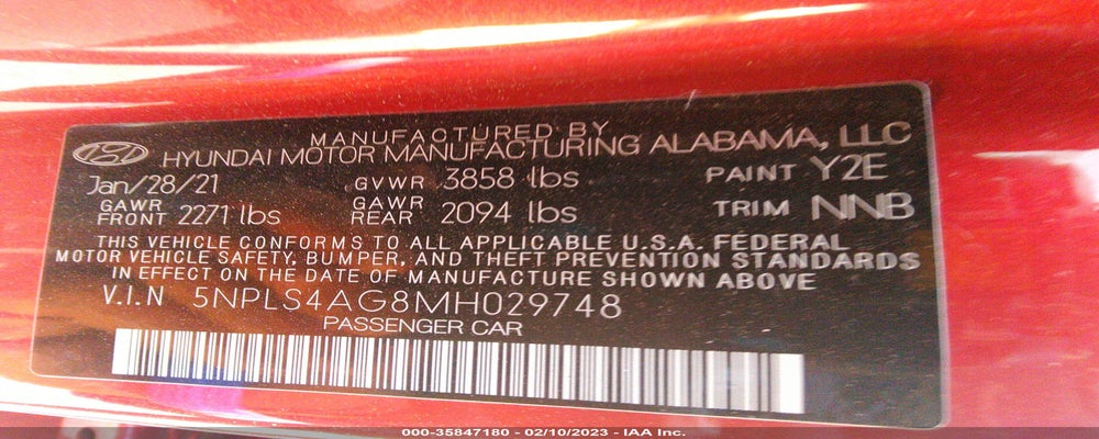 5NPLS4AG8MH029748 2021 HYUNDAI ELANTRA photo no. 9