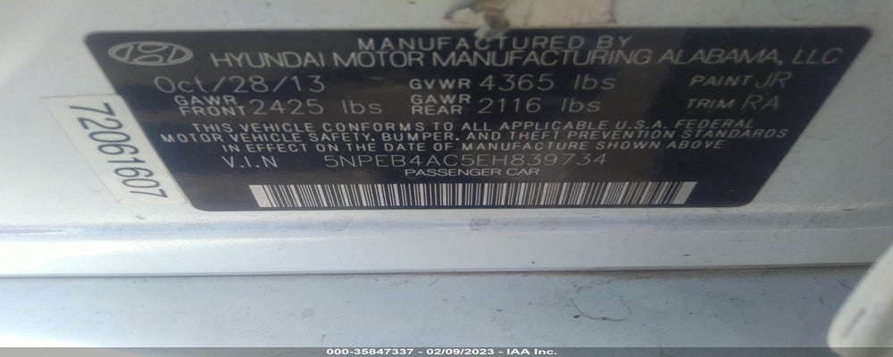 5NPEB4AC5EH839734 2014 HYUNDAI SONATA photo no. 9