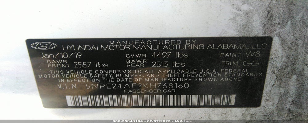 5NPE24AF2KH768160 2019 HYUNDAI SONATA photo no. 9
