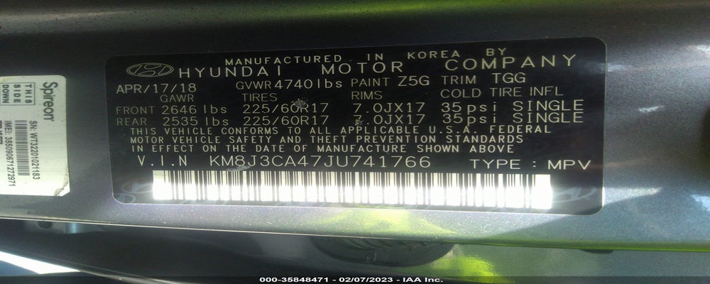 KM8J3CA47JU741766 2018 HYUNDAI TUCSON photo no. 9