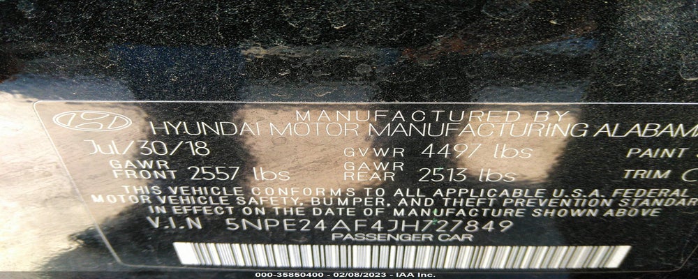 5NPE24AF4JH727849 2018 HYUNDAI SONATA photo no. 9