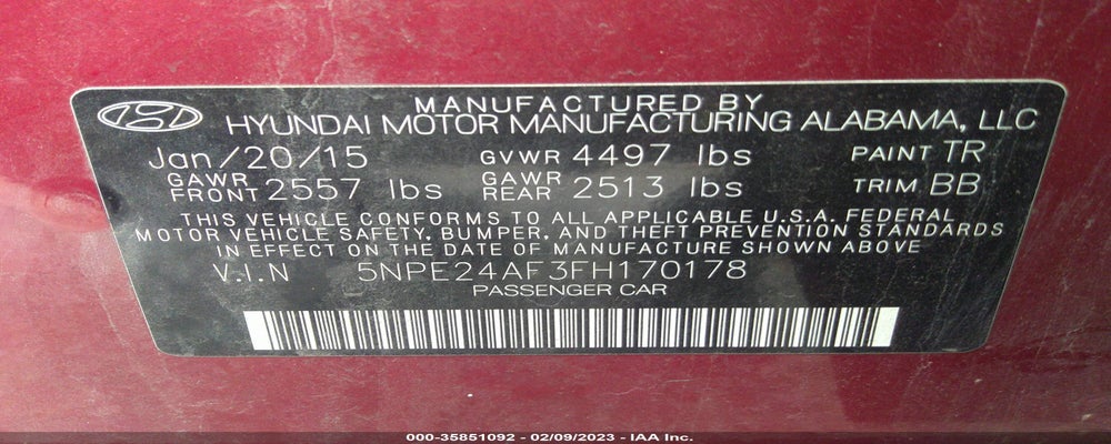 5NPE24AF3FH170178 2015 HYUNDAI SONATA photo no. 9
