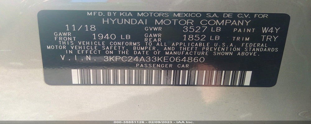 3KPC24A33KE064860 2019 HYUNDAI ACCENT photo no. 9