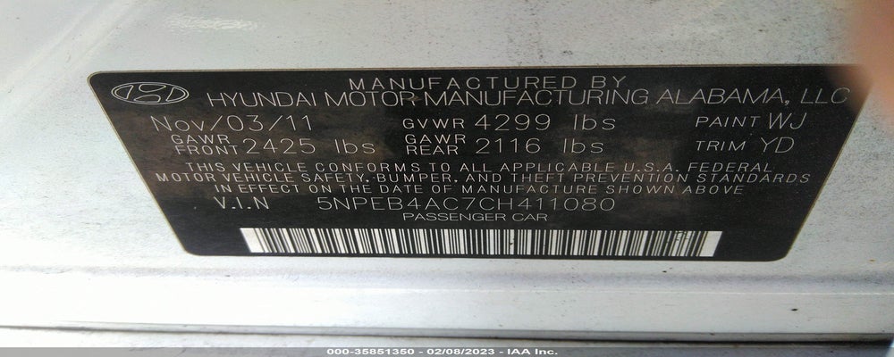 5NPEB4AC7CH411080 2012 HYUNDAI SONATA photo no. 9