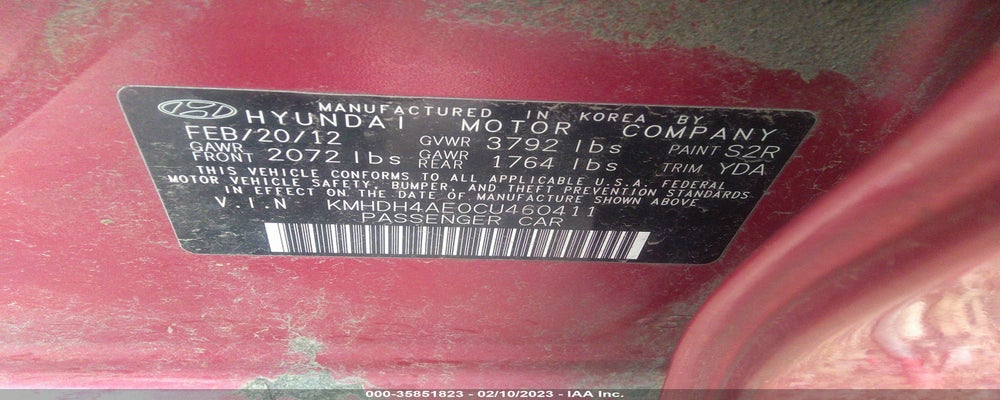 KMHDH4AE0CU460411 2012 HYUNDAI ELANTRA photo no. 9