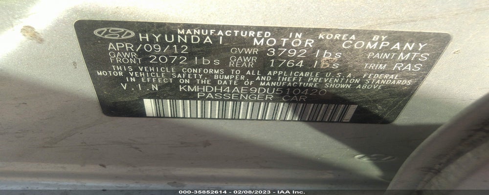 KMHDH4AE9DU510420 2013 HYUNDAI ELANTRA photo no. 9