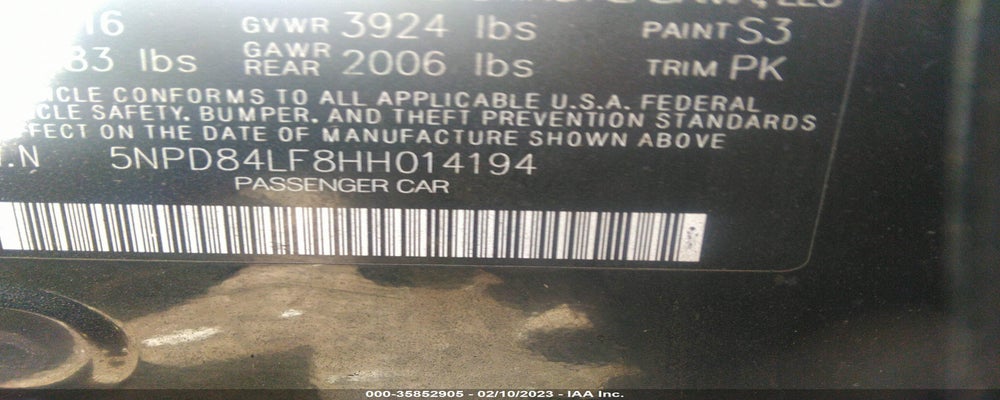 5NPD84LF8HH014194 2017 HYUNDAI ELANTRA photo no. 9
