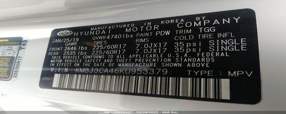 KM8J3CA46KU953379 2019 HYUNDAI TUCSON photo no. 9