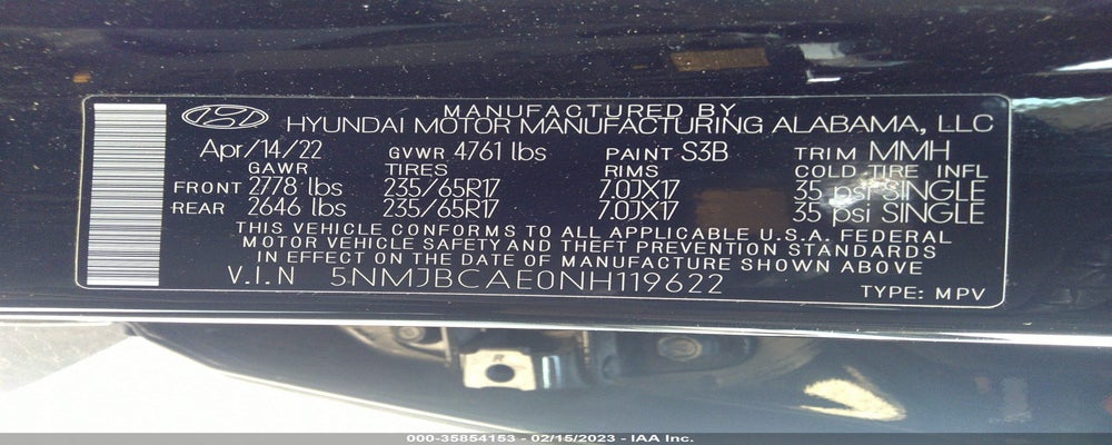 5NMJBCAE0NH119622 2022 HYUNDAI TUCSON photo no. 9