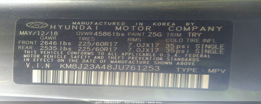 KM8J23A48JU761253 2018 HYUNDAI TUCSON photo no. 9