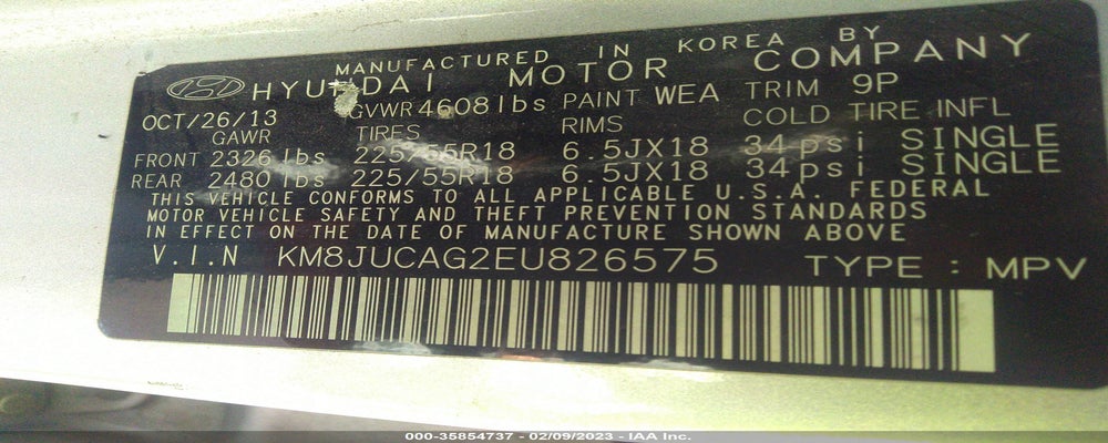 KM8JUCAG2EU826575 2014 HYUNDAI TUCSON photo no. 9