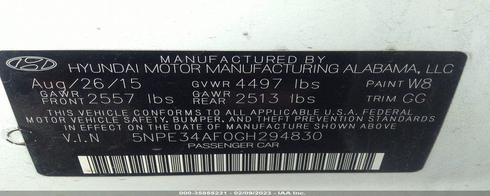 5NPE34AF0GH294830 2016 HYUNDAI SONATA photo no. 9
