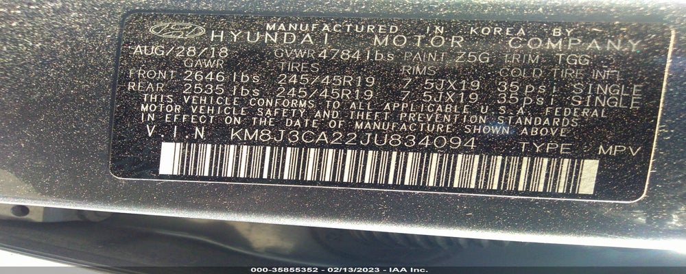 KM8J3CA22JU834094 2018 HYUNDAI TUCSON photo no. 9