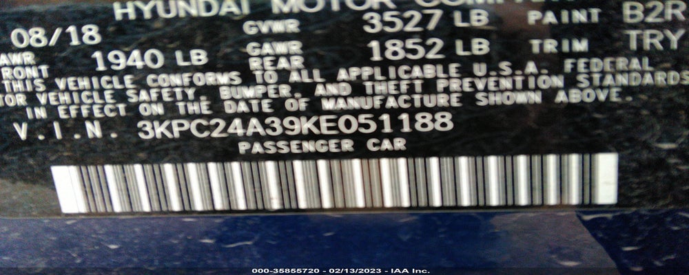 3KPC24A39KE051188 2019 HYUNDAI ACCENT photo no. 9