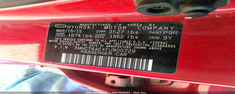 KMHCT4AEXFU900729 2015 HYUNDAI ACCENT photo no. 9