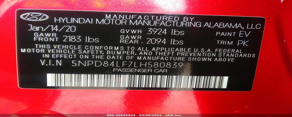 5NPD84LF7LH580839 2020 HYUNDAI ELANTRA photo no. 9